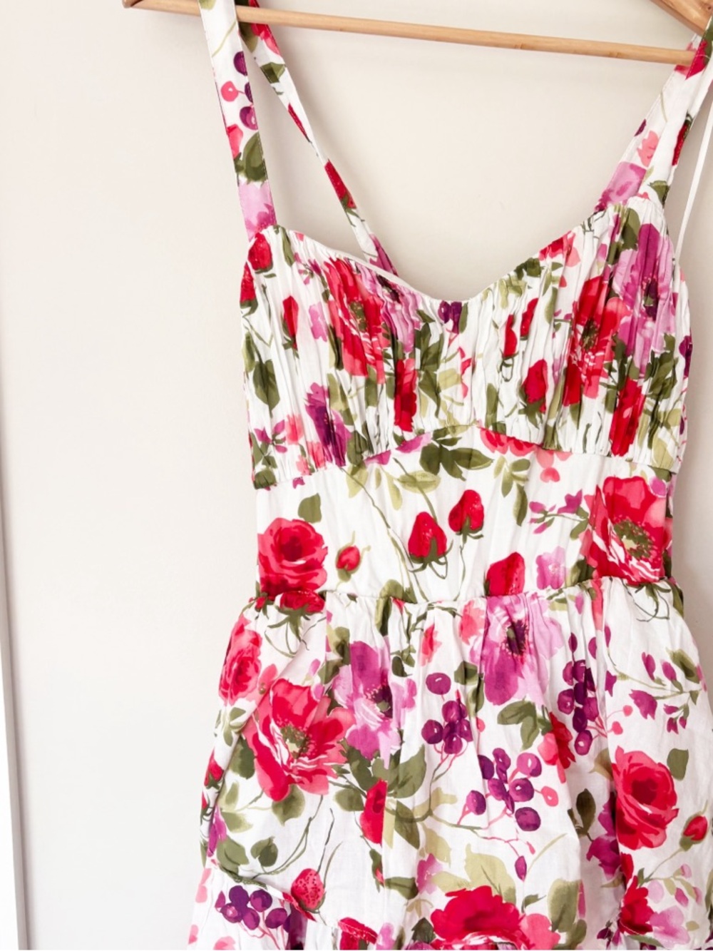 Abercrombie Floral lace-up back Tiered maxi dress sz. L - Picture 5 of 7